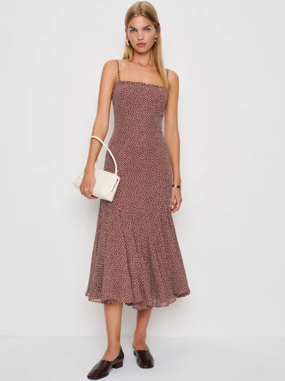 Nwt Reformation Lilibet Dress, Choco Dot, Size 6